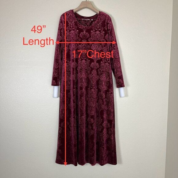Soft Surroundings Womens Size XS Petite Santiago Embossed Velvet Maxi Dress Boho - Picture 4 of 17